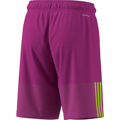 Purple-Yellow - Back - Adidas Boys Sereno Logo Training Shorts