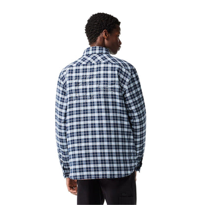 Methyl Blue - Back - Lacoste Mens Checked Regular Long-Sleeved Shirt