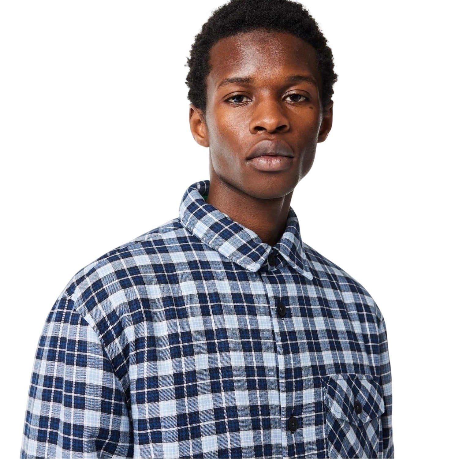 Methyl Blue - Side - Lacoste Mens Checked Regular Long-Sleeved Shirt