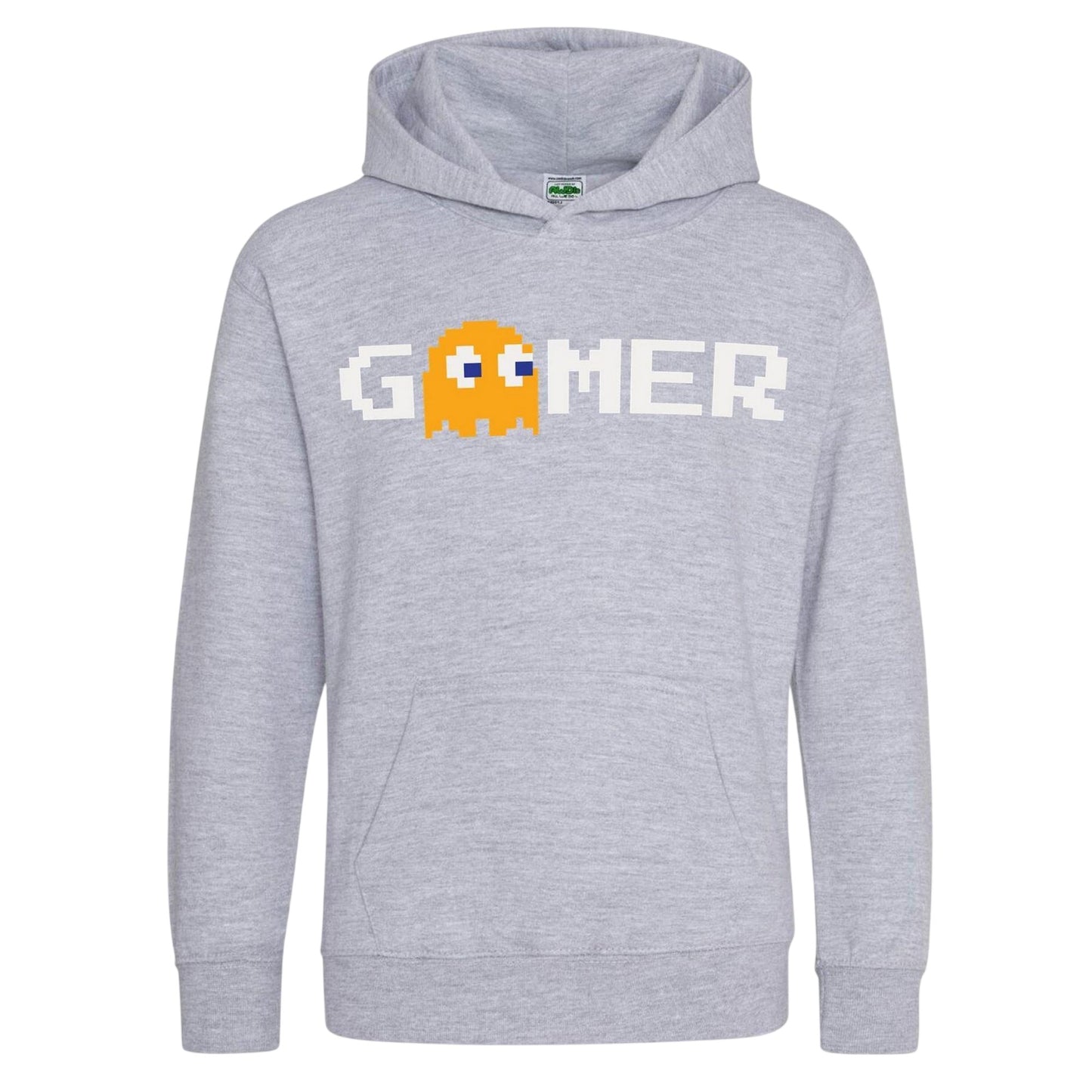 Grey - Front - Awdis Childrens-Kids Gamer Pac-Man Hoodie
