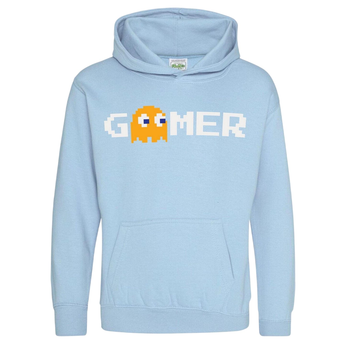 Light Blue - Front - Awdis Childrens-Kids Gamer Pac-Man Hoodie