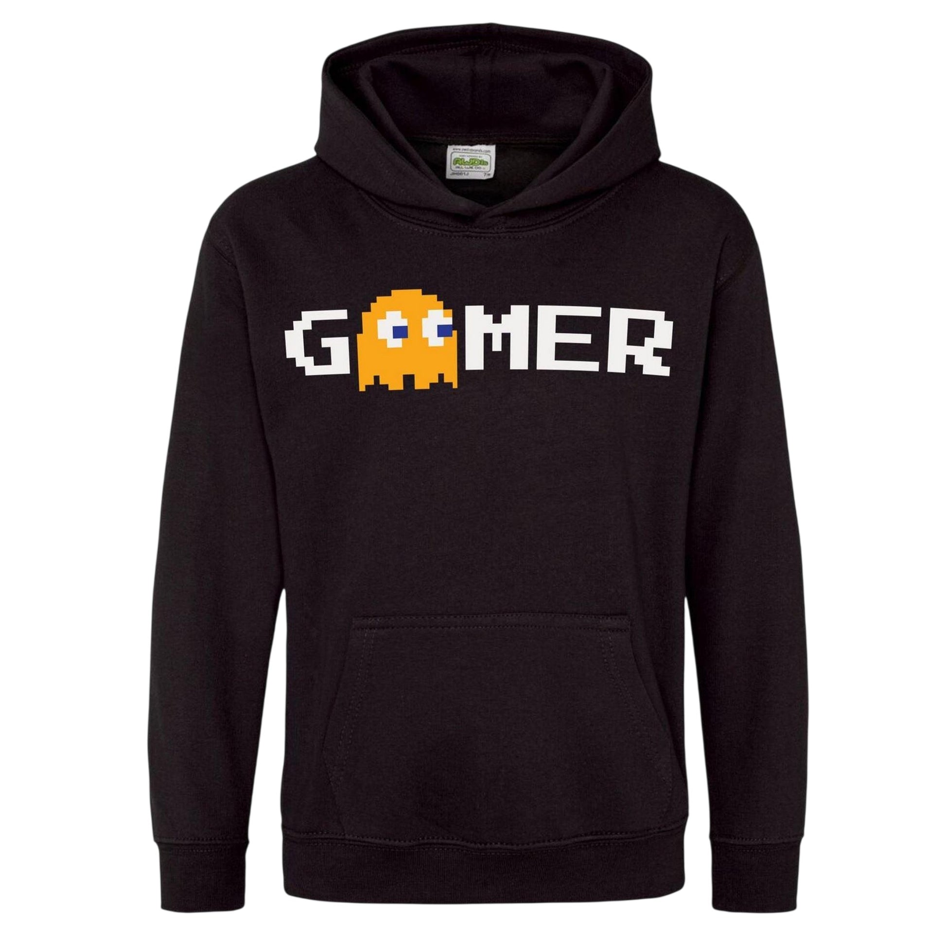 Black - Front - Awdis Childrens-Kids Gamer Pac-Man Hoodie
