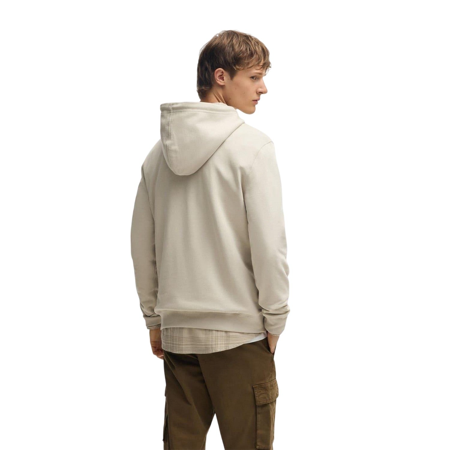 Light Beige - Back - Boss Mens Wetalk Drawstring Hoodie