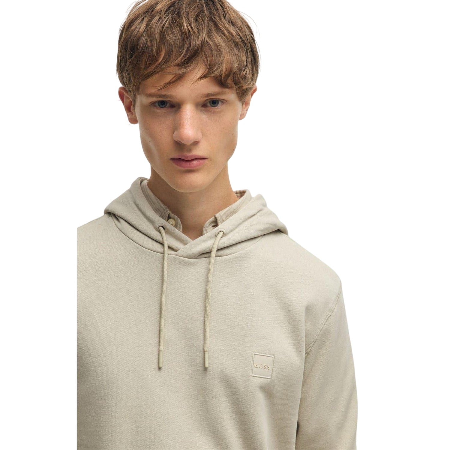 Light Beige - Side - Boss Mens Wetalk Drawstring Hoodie