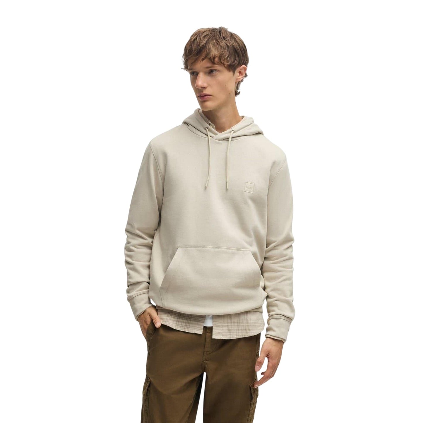 Light Beige - Front - Boss Mens Wetalk Drawstring Hoodie