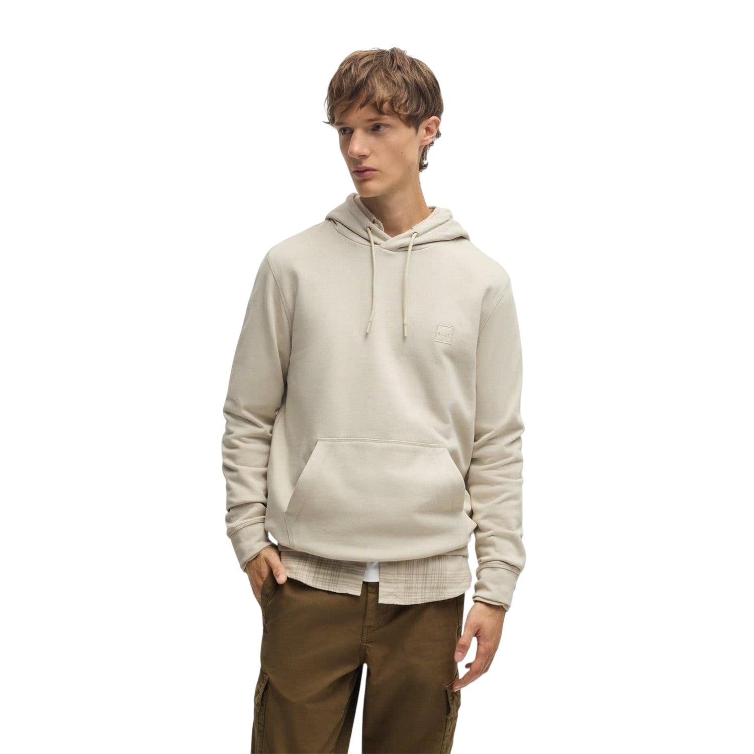 Light Beige - Front - Boss Mens Wetalk Drawstring Hoodie