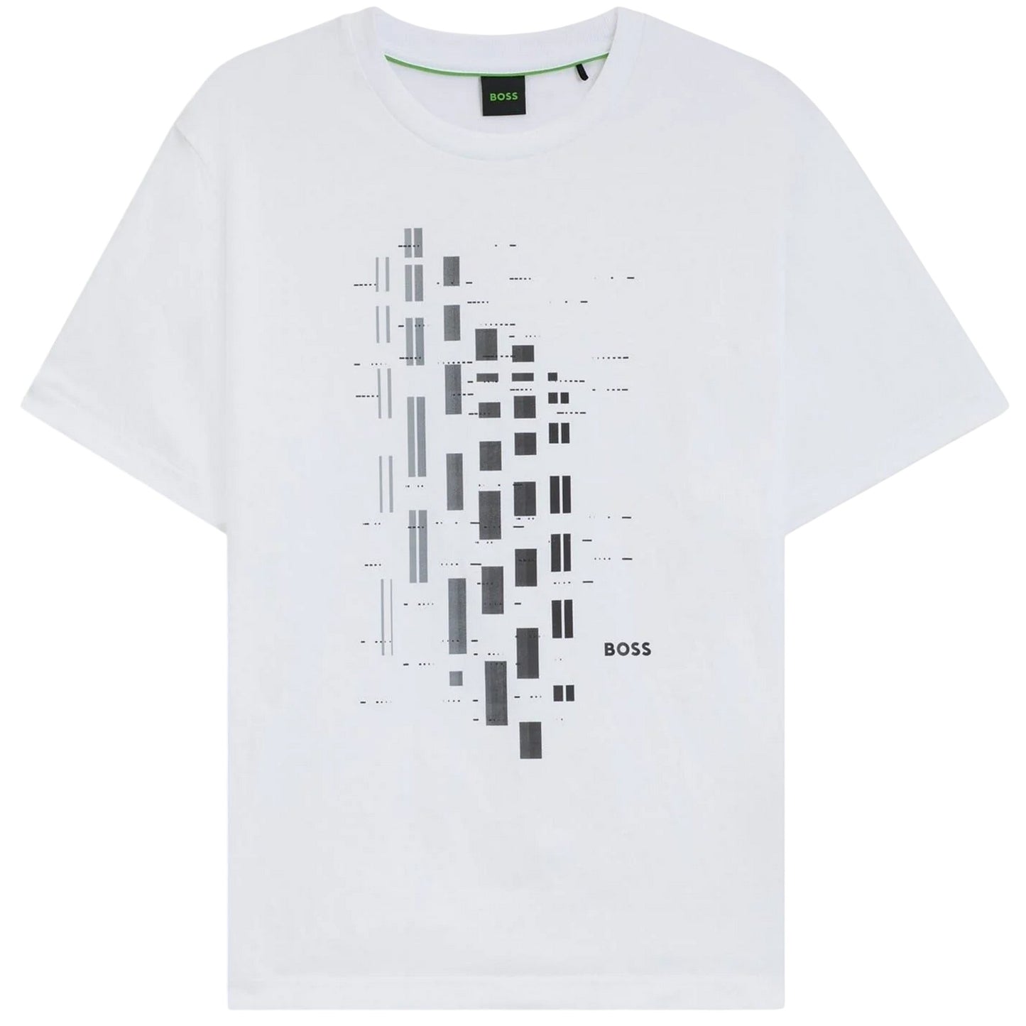 White - Front - Boss Mens Geometric Stretch Regular T-Shirt