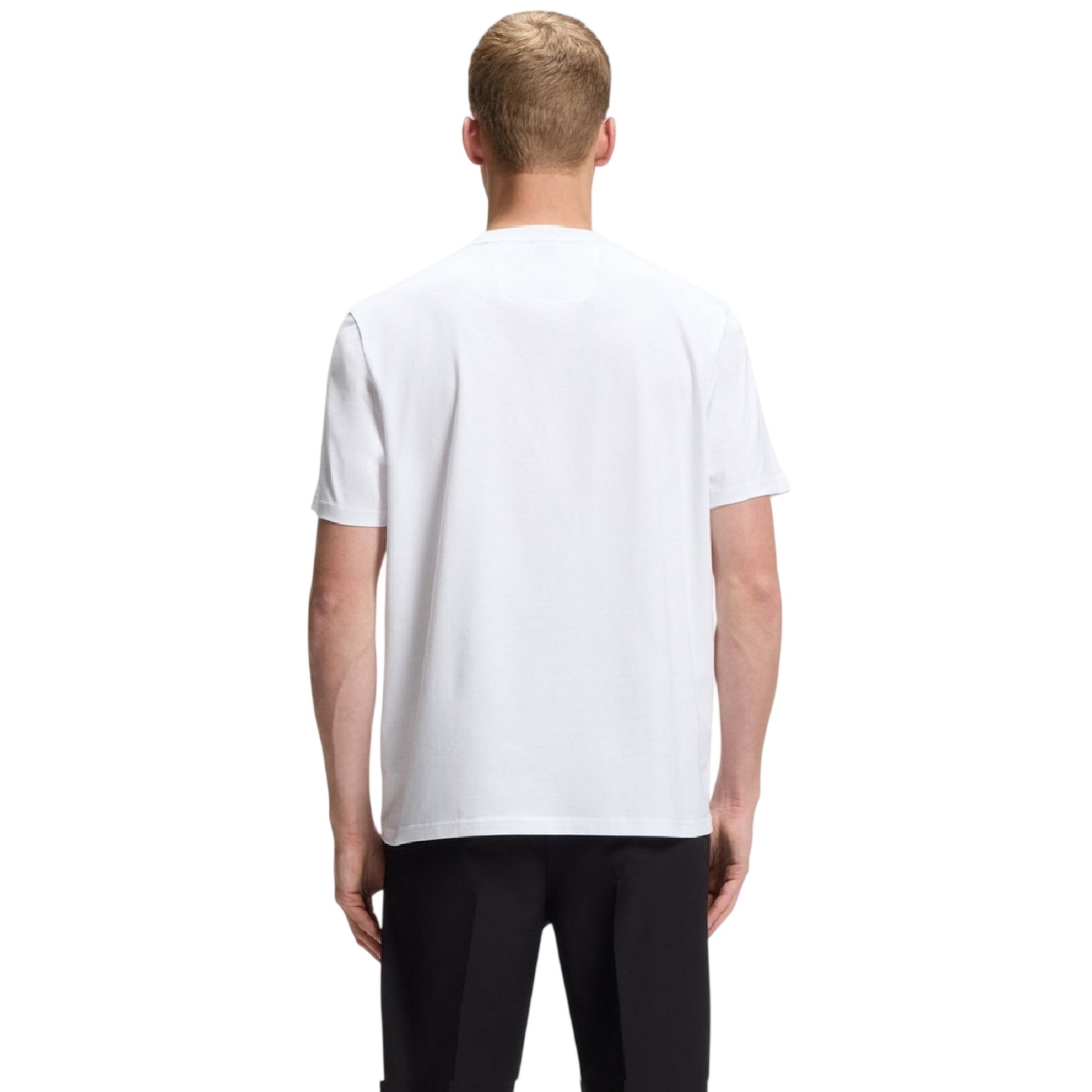 White - Back - Boss Mens Geometric Stretch Regular T-Shirt