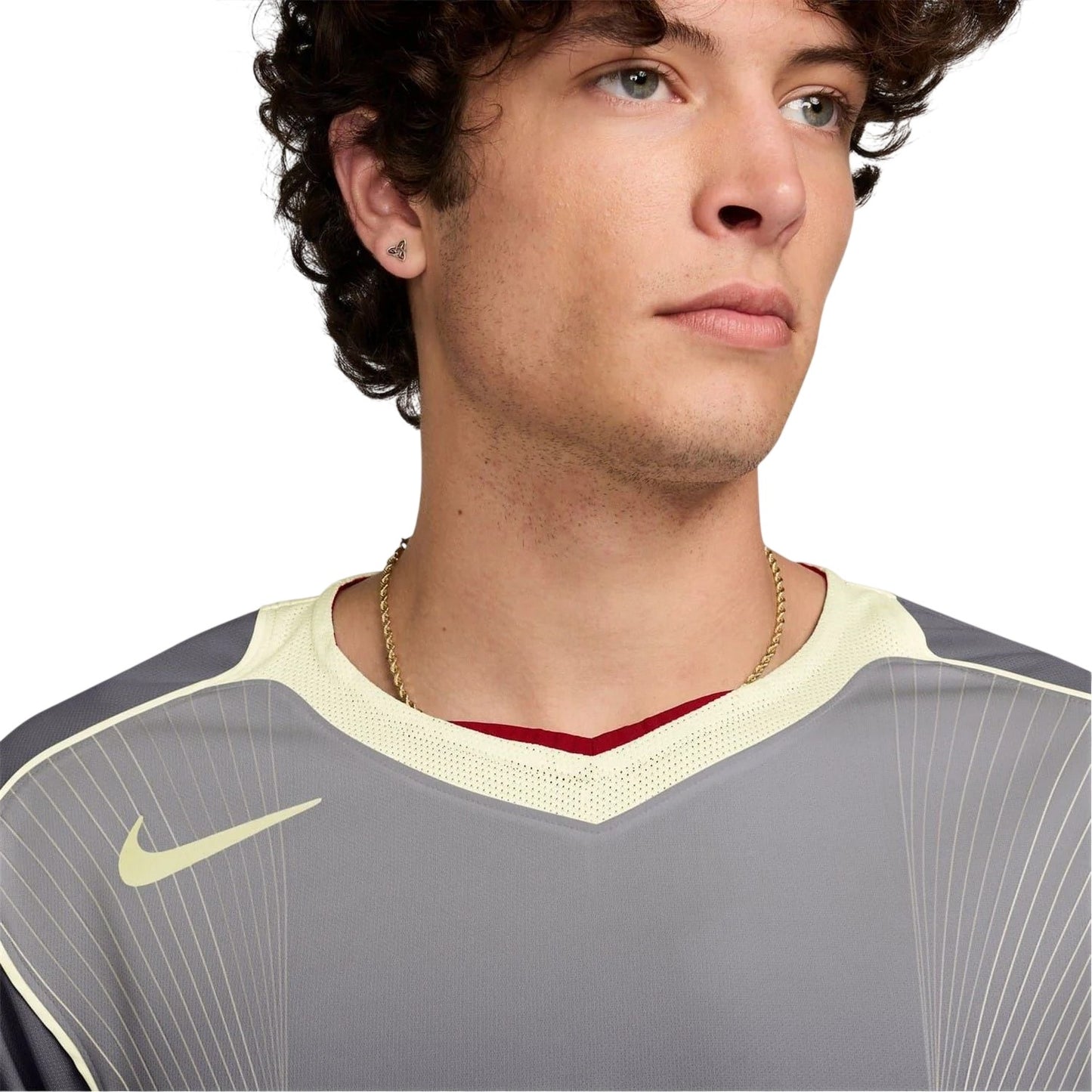 Light Grey - Side - Nike Mens T90 Logo Short-Sleeved T-Shirt