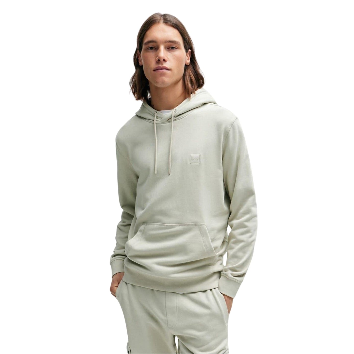 Light Beige - Front - Boss Mens Wetalk Relaxed Fit Hoodie
