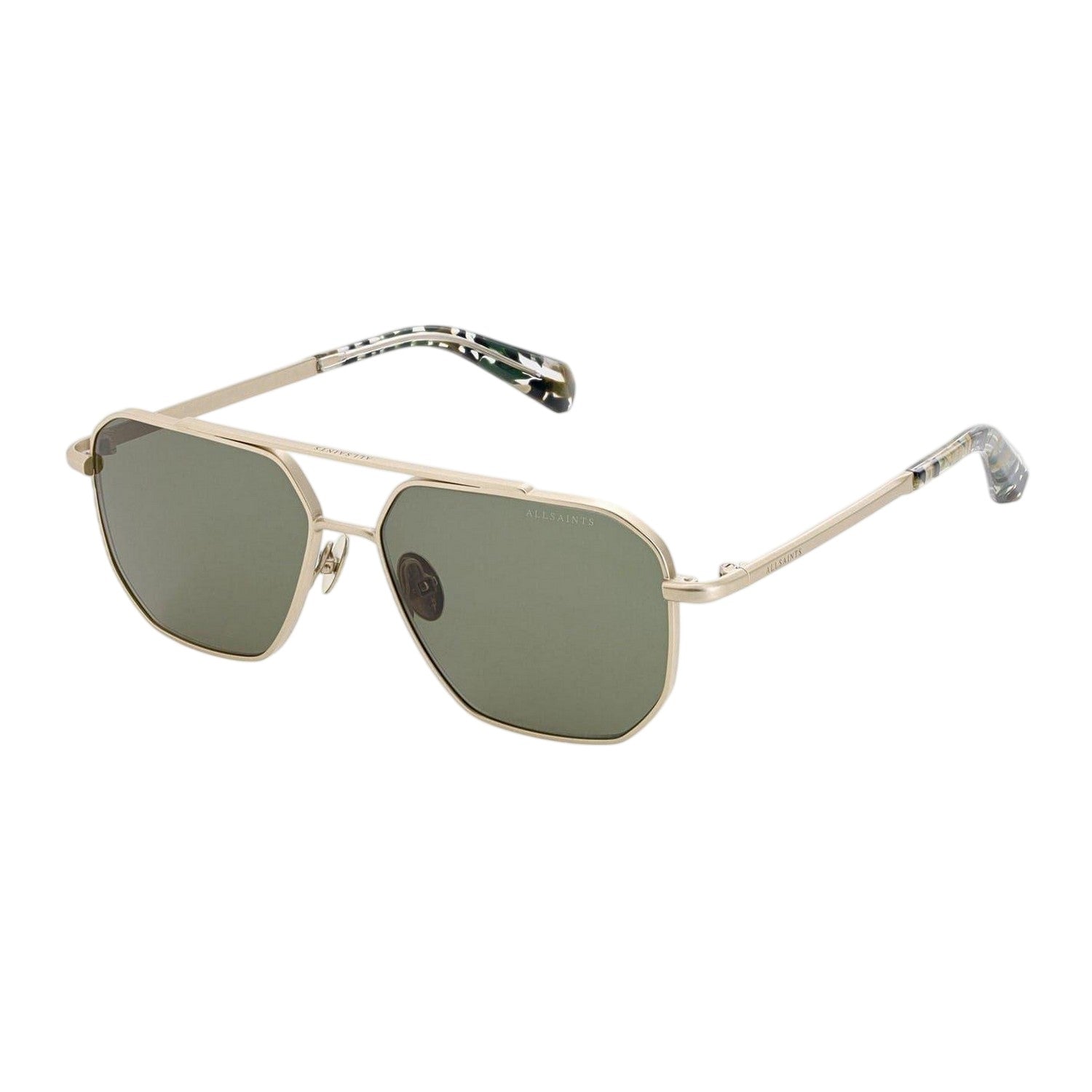 Silver-Black - Back - AllSaints Mens Dune Geometric Hexagon Sunglasses