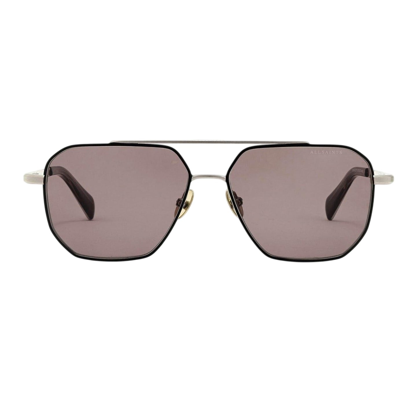 Silver-Black - Lifestyle - AllSaints Mens Dune Geometric Hexagon Sunglasses