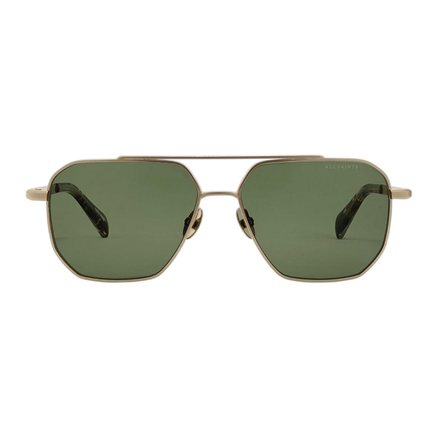 Silver-Black - Front - AllSaints Mens Dune Geometric Hexagon Sunglasses
