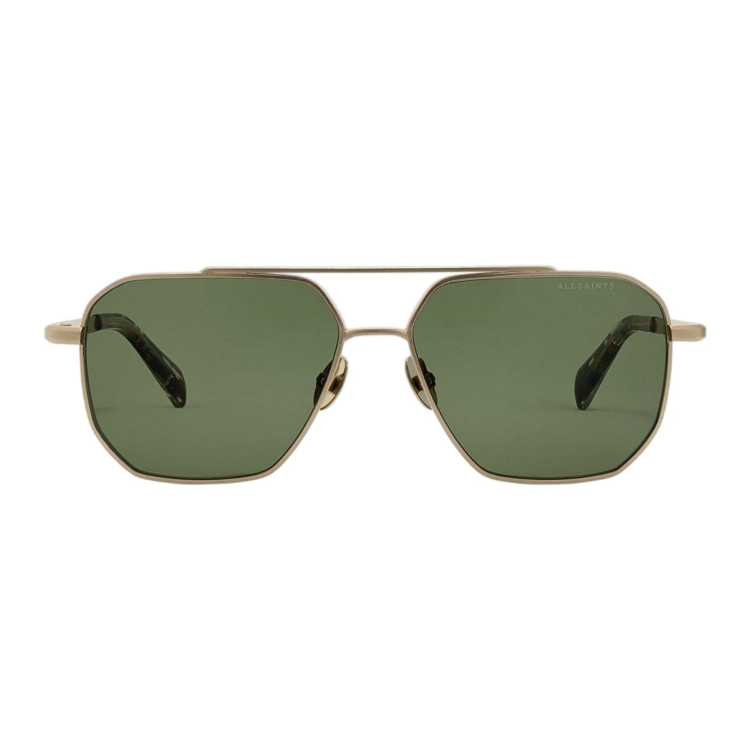 Silver-Black - Front - AllSaints Mens Dune Geometric Hexagon Sunglasses