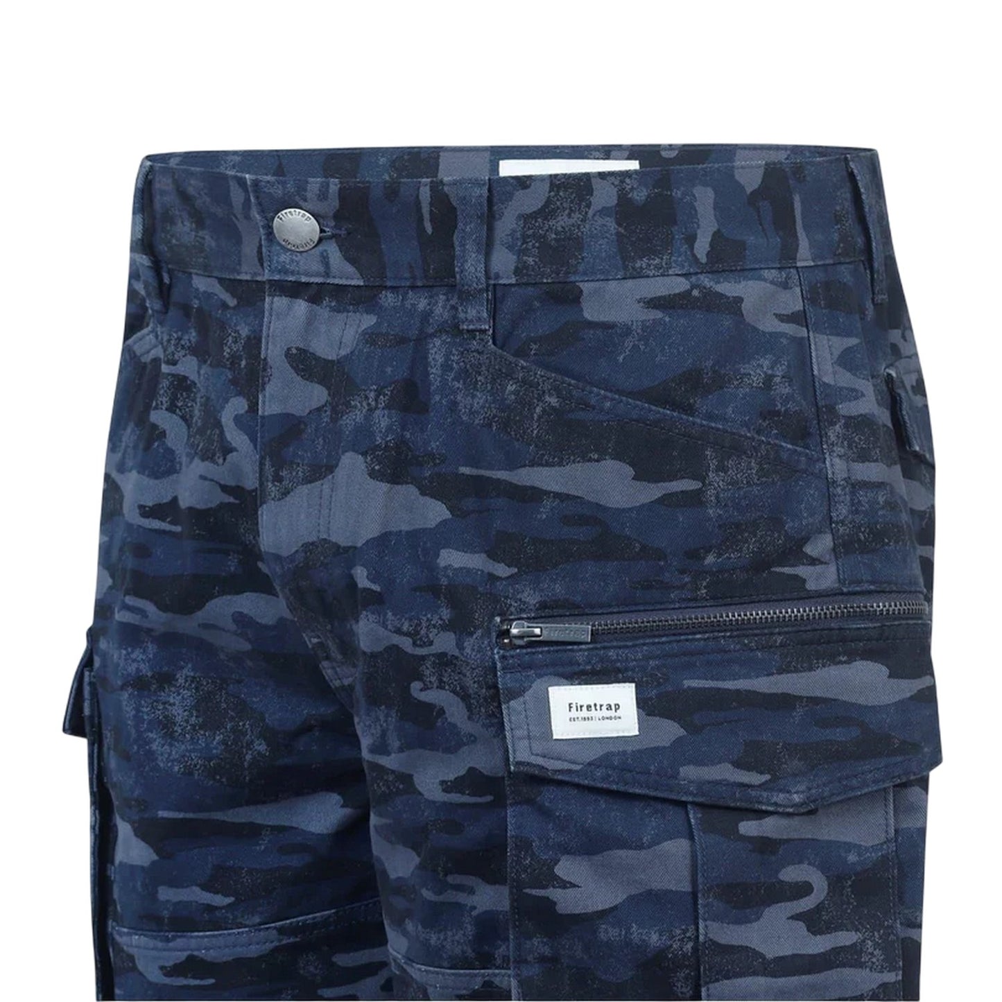 Navy Camo - Side - Firetrap Mens Logo Regular Shorts