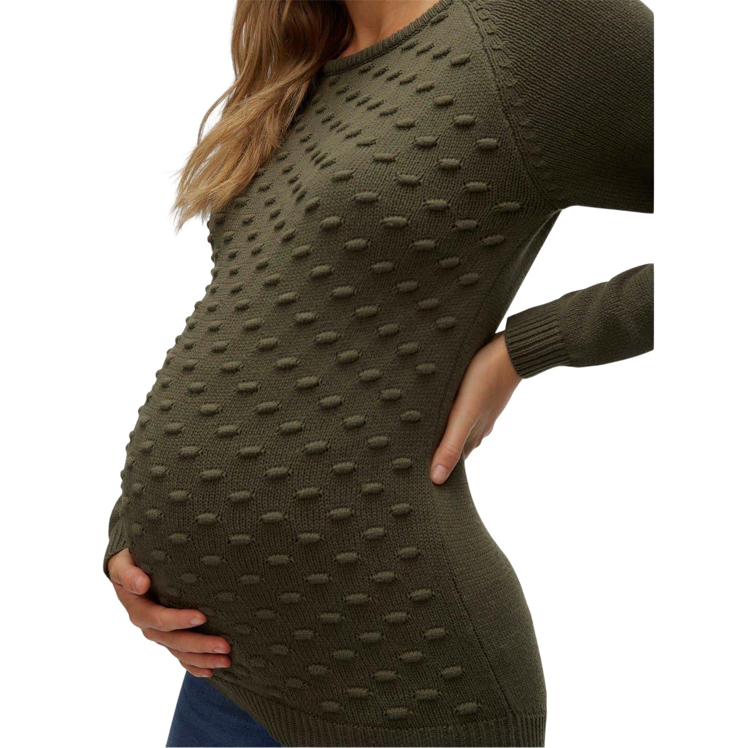 Green Bay - Back - Mamalicious Womens-Ladies Bobble Knit Raglan Maternity Sweatshirt