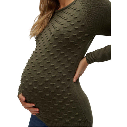Green Bay - Back - Mamalicious Womens-Ladies Bobble Knit Raglan Maternity Sweatshirt