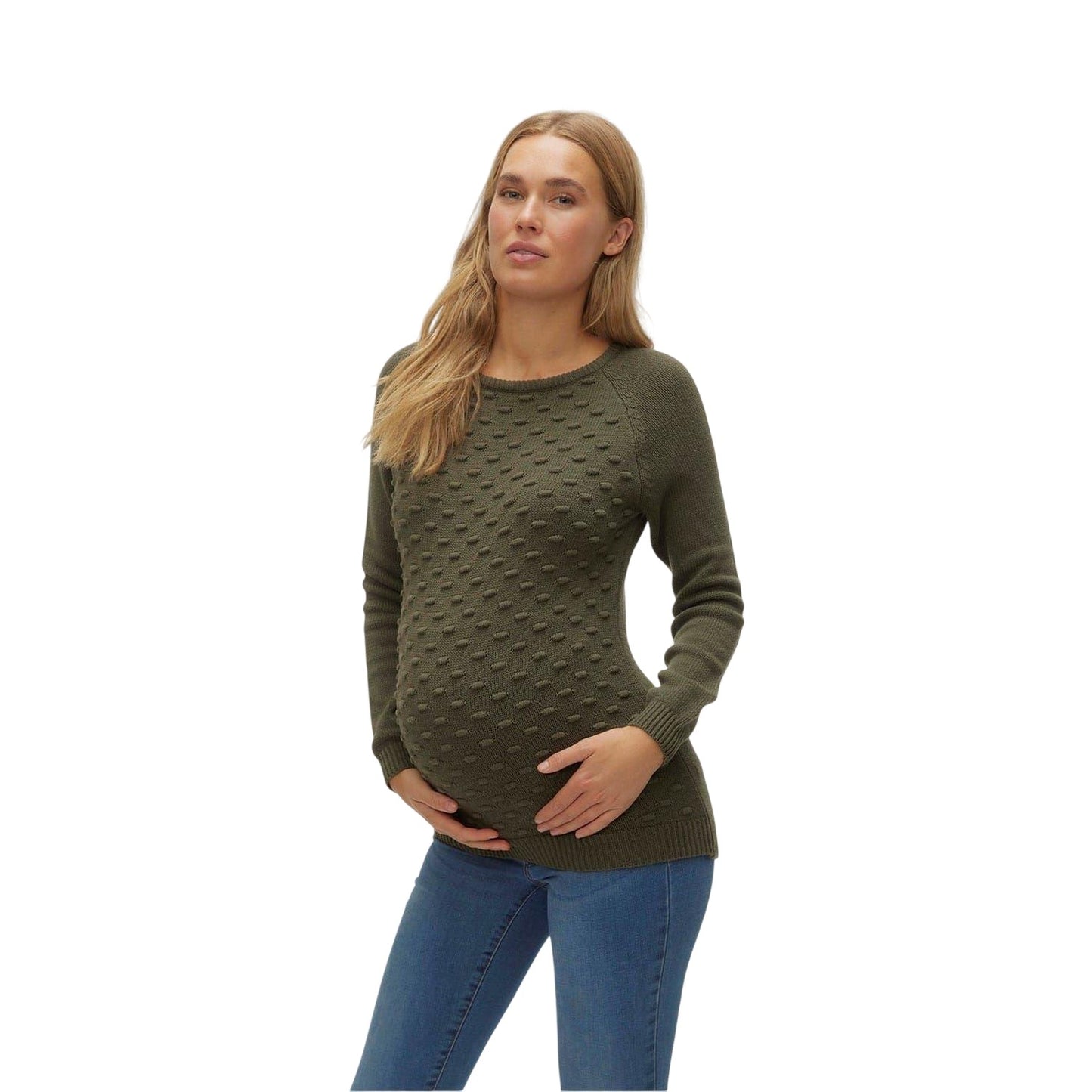 Green Bay - Lifestyle - Mamalicious Womens-Ladies Bobble Knit Raglan Maternity Sweatshirt