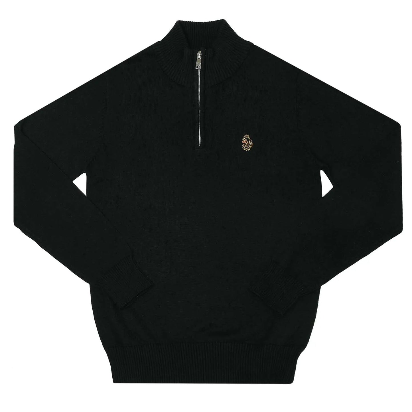 Black - Front - Luke 1977 Childrens-Kids Pretender Knitted Quarter Zip Jumper