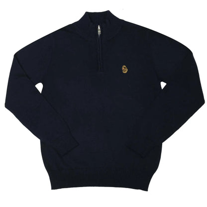 Navy - Front - Luke 1977 Childrens-Kids Pretender Knitted Quarter Zip Jumper