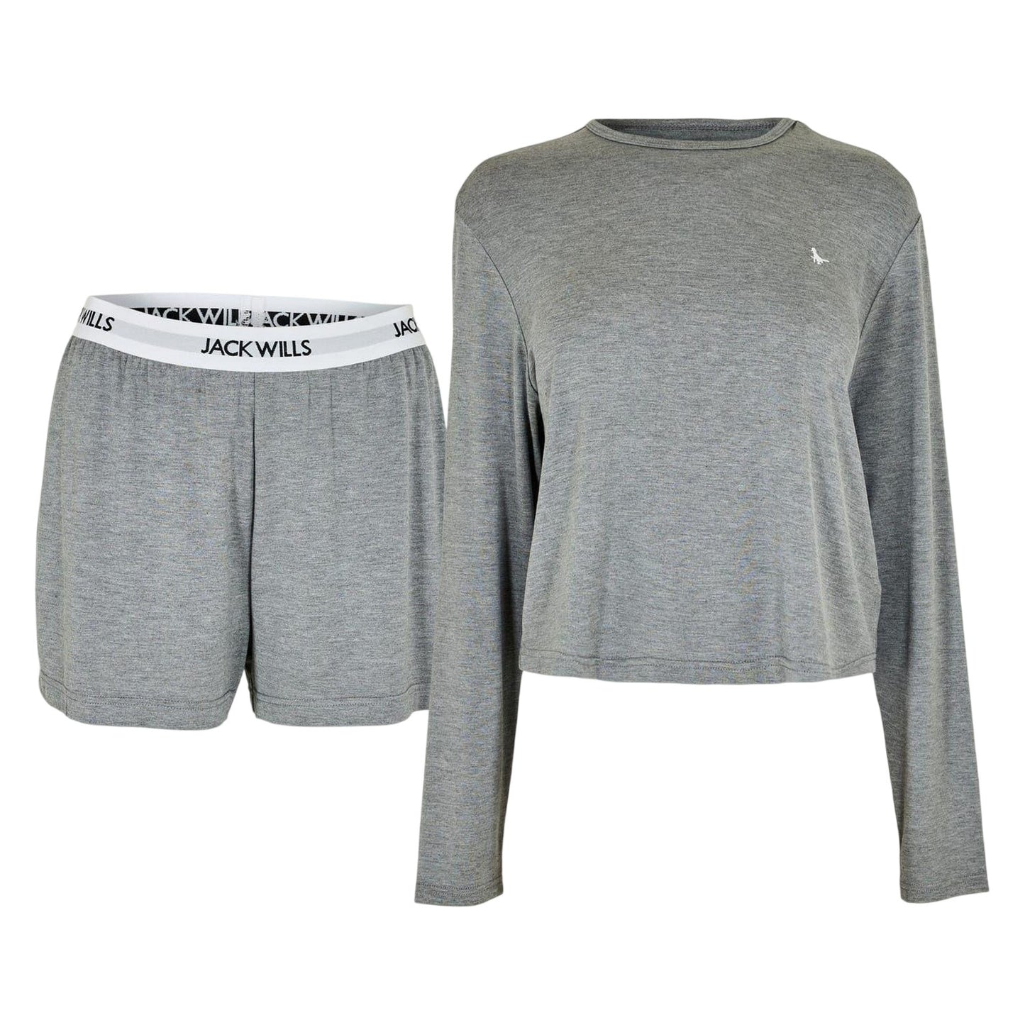Grey Marl Marl - Front - Jack Wills Womens-Ladies Cotton Blend Loungewear Set
