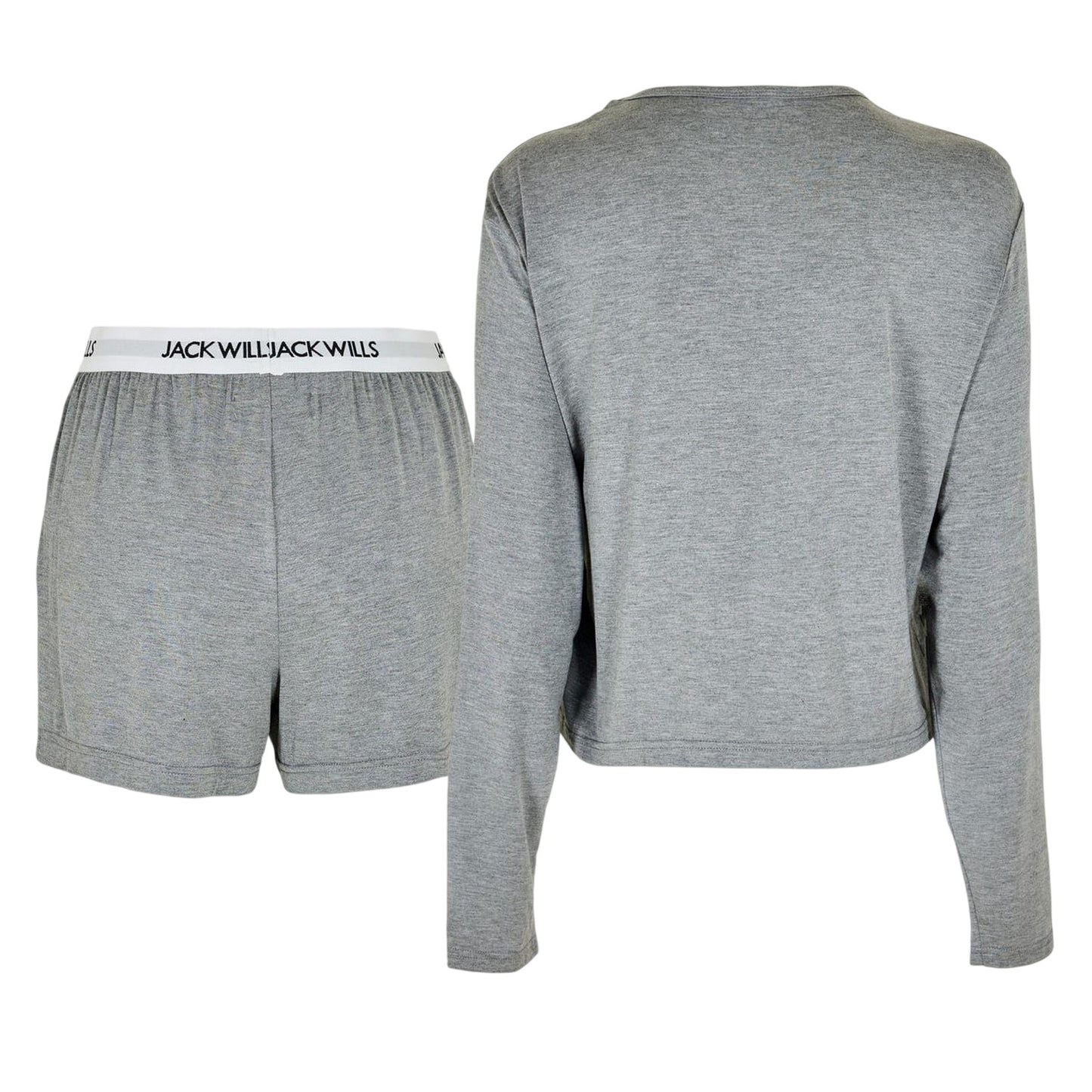 Grey Marl Marl - Back - Jack Wills Womens-Ladies Cotton Blend Loungewear Set