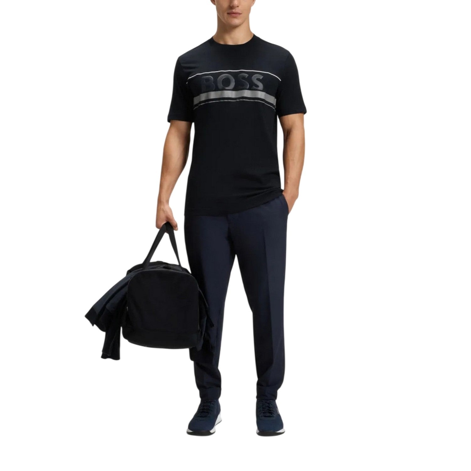 Dark Grey - Side - Boss Mens Iconic Zone T-Shirt