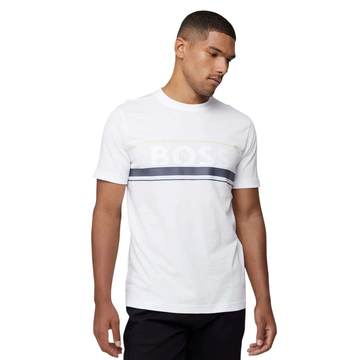 White - Front - Boss Mens Iconic Zone T-Shirt