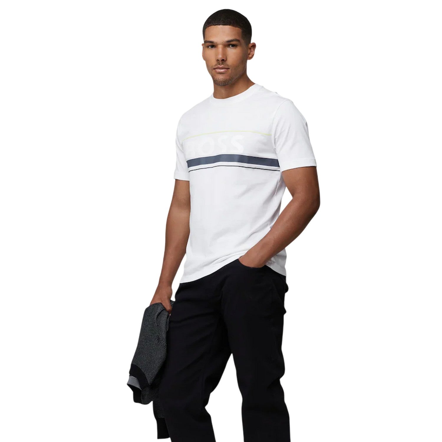 White - Side - Boss Mens Iconic Zone T-Shirt