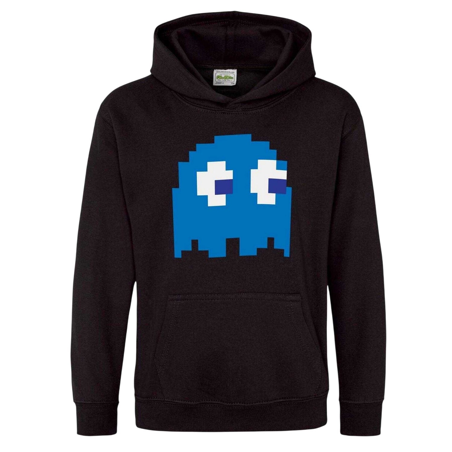 Black - Front - Pac-Man Childrens-Kids Retro Gaming Ghost Hoodie