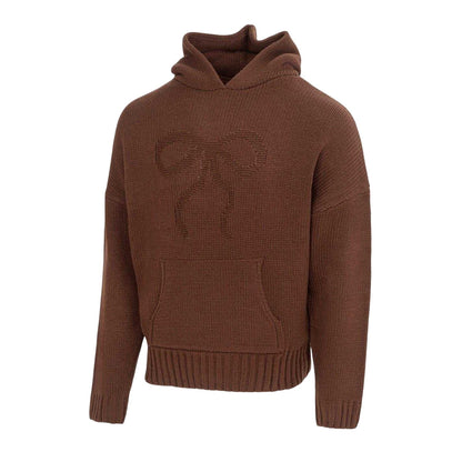 Brown - Side - Miso Womens-Ladies Bow Detail Relaxed Fit Sweatshirt