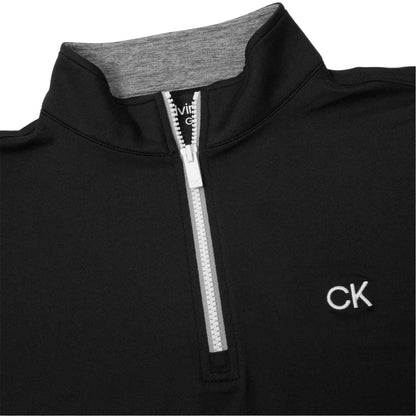 Black - Side - Calvin Klein Mens Albany Half Zip Golf Sweatshirt