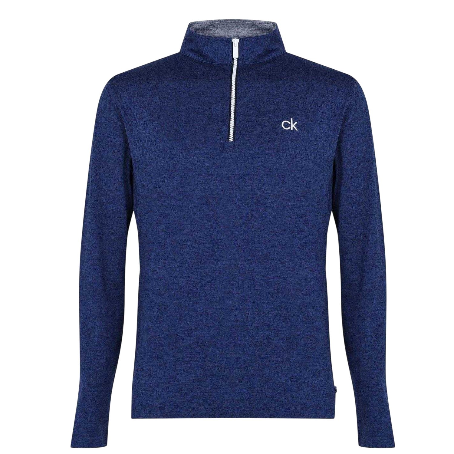 Navy Marl - Front - Calvin Klein Mens Albany Half Zip Golf Sweatshirt