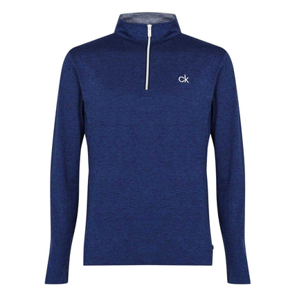 Navy Marl - Front - Calvin Klein Mens Albany Half Zip Golf Sweatshirt