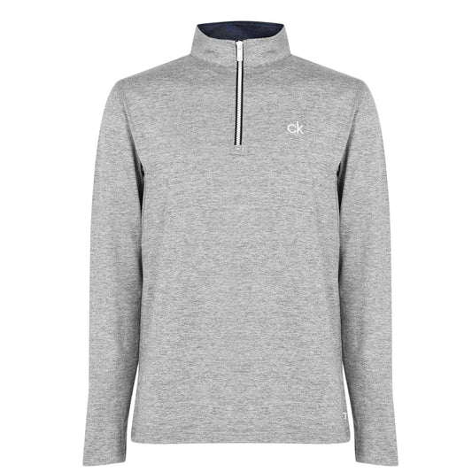 Silver Marl - Front - Calvin Klein Mens Albany Half Zip Golf Sweatshirt