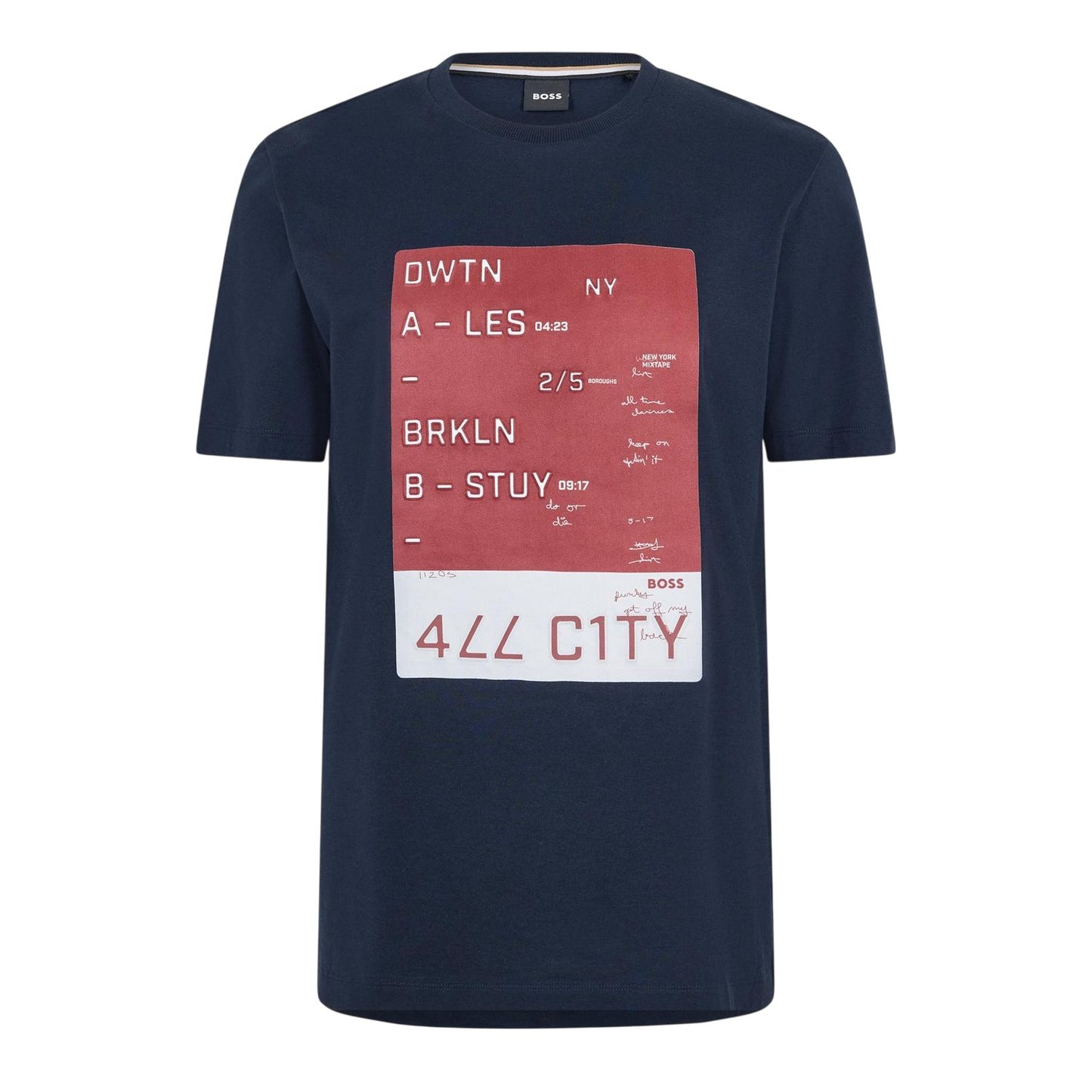 Dark Blue - Front - Boss Mens City Cotton T-Shirt