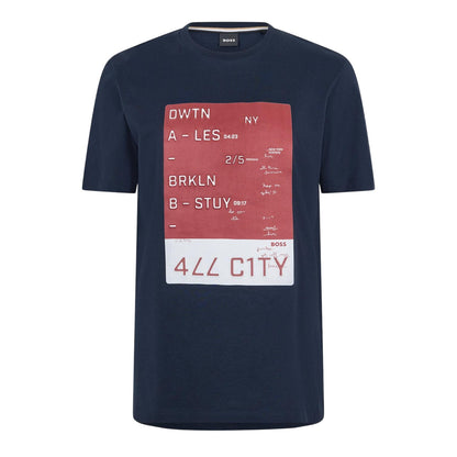 Dark Blue - Front - Boss Mens City Cotton T-Shirt