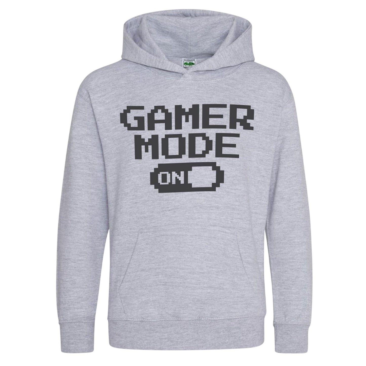 Grey - Front - AWD Childrens-Kids Gamer Mode Hoodie