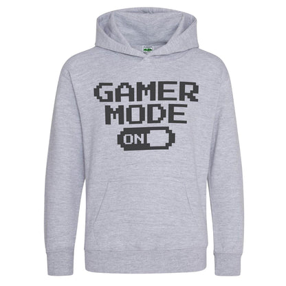 Grey - Front - AWD Childrens-Kids Gamer Mode Hoodie