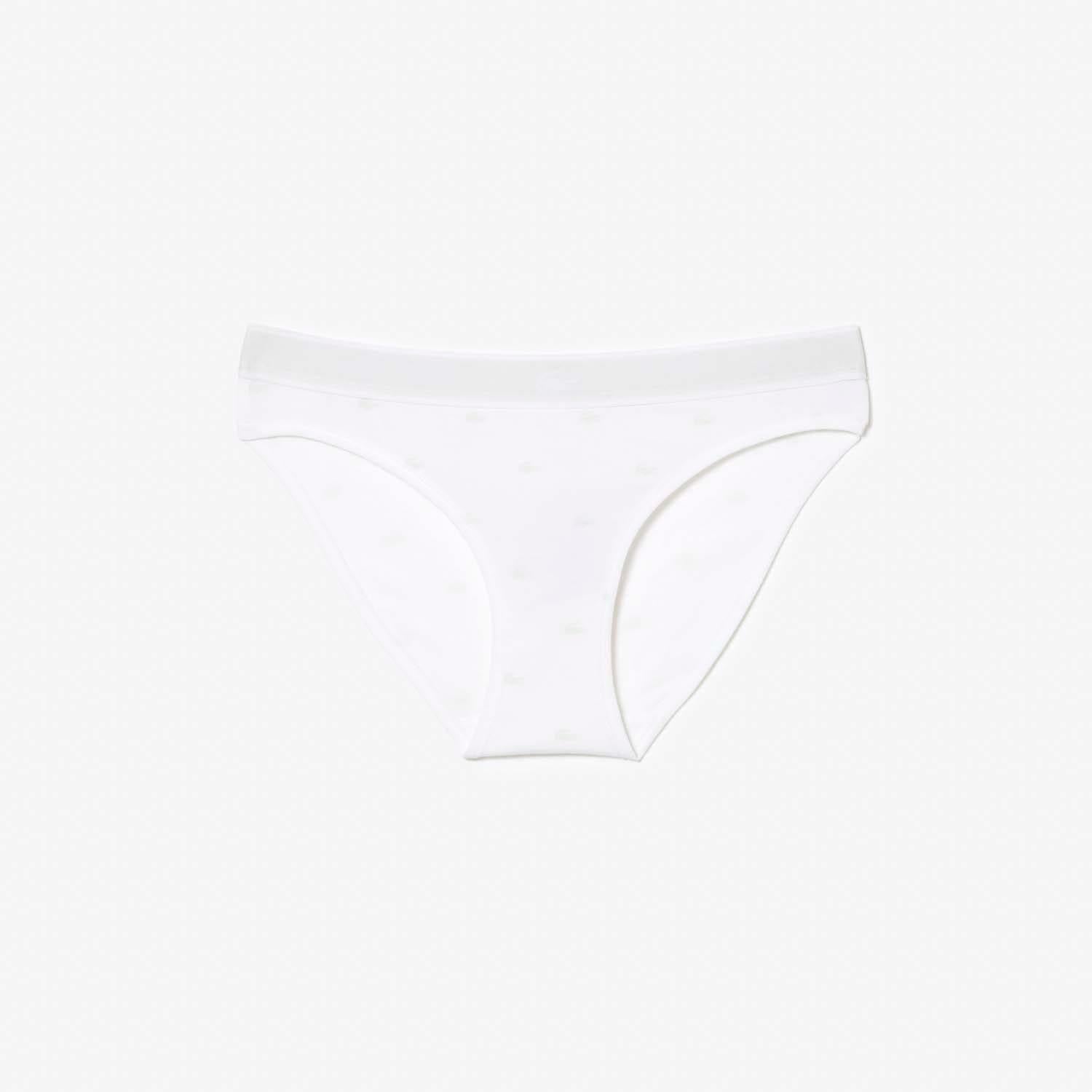 White - Front - Lacoste Womens-Ladies Cotton Stretch Briefs