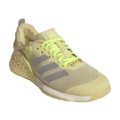 Yellow-Silver-Lemon - Pack Shot - Adidas Womens-Ladies Dropset 3 3 Stripes Lace Up Trainers
