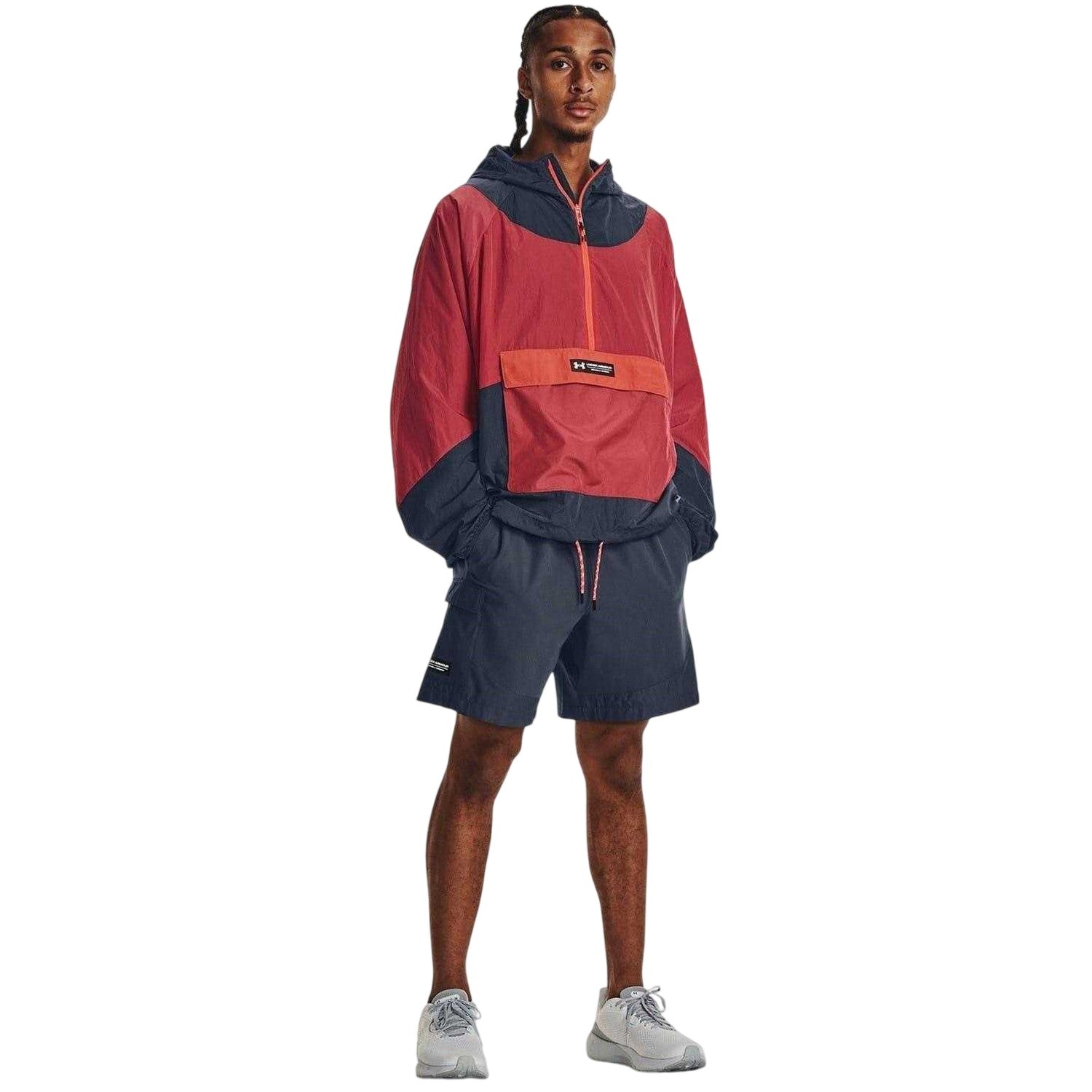 Grey-Red - Pack Shot - Under Armour Mens Rush Lightweight Jacket