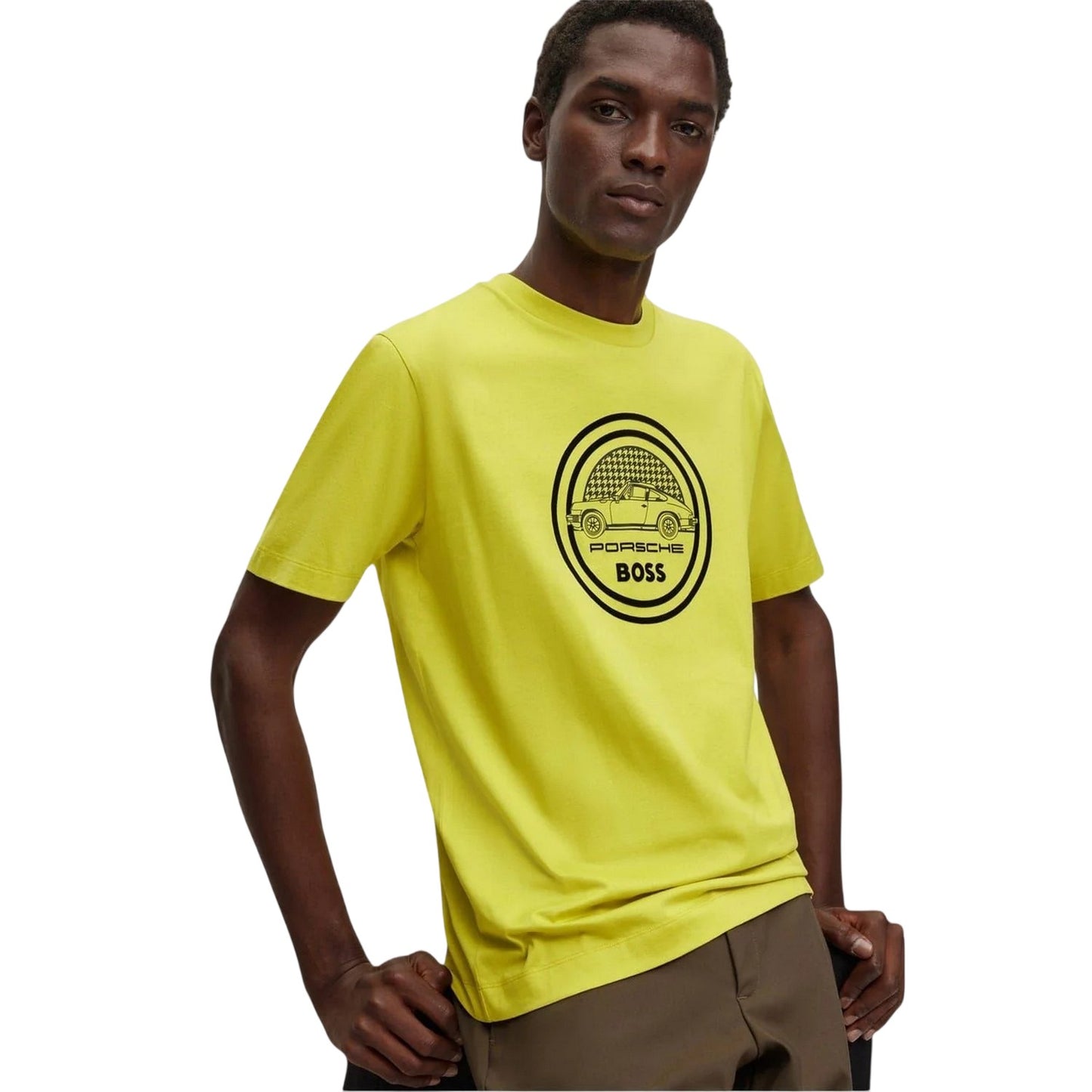 Green - Side - Boss Mens Porsche Logo T-Shirt