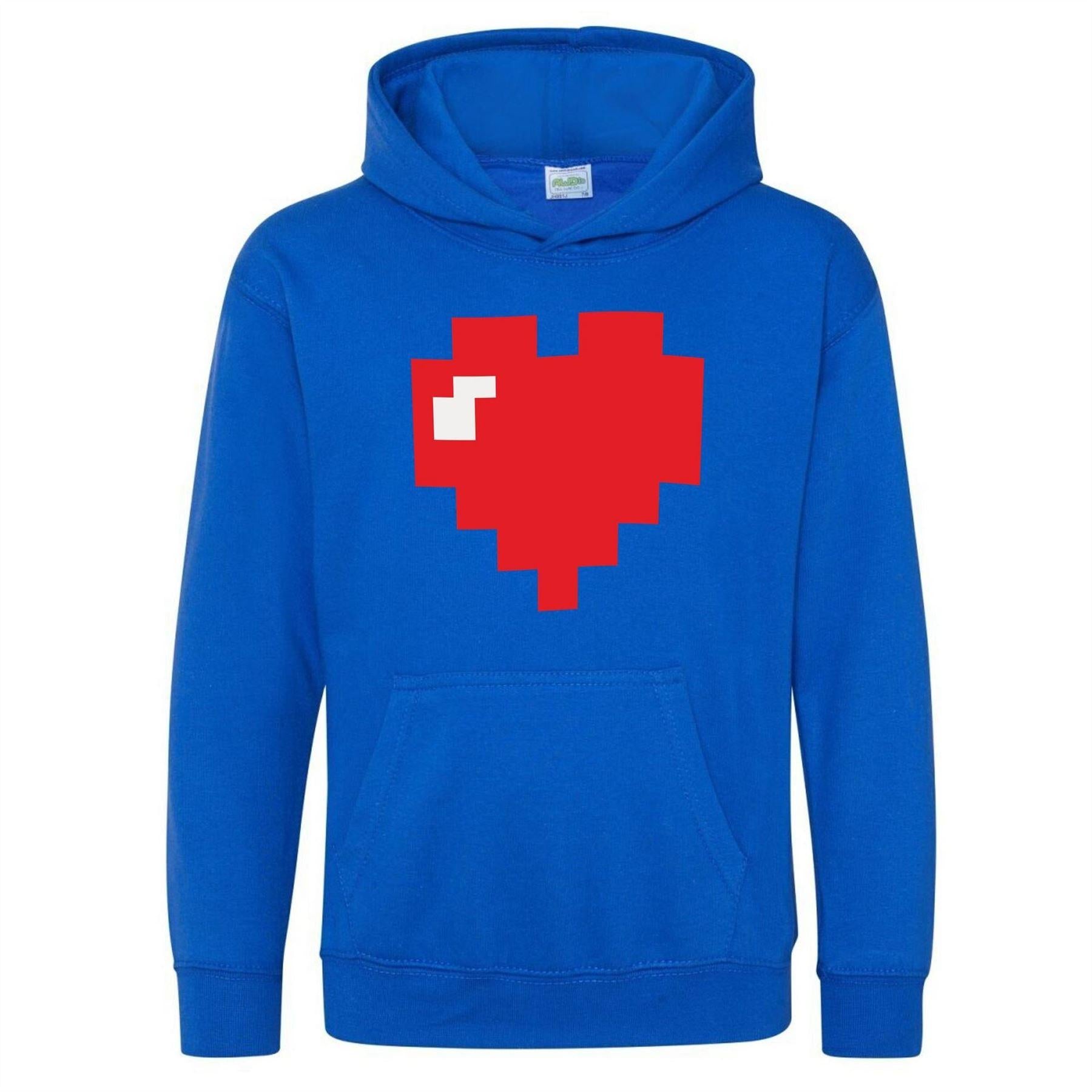 Blue - Front - AWD Childrens-Kids Retro Gaming Pixelated Hoodie