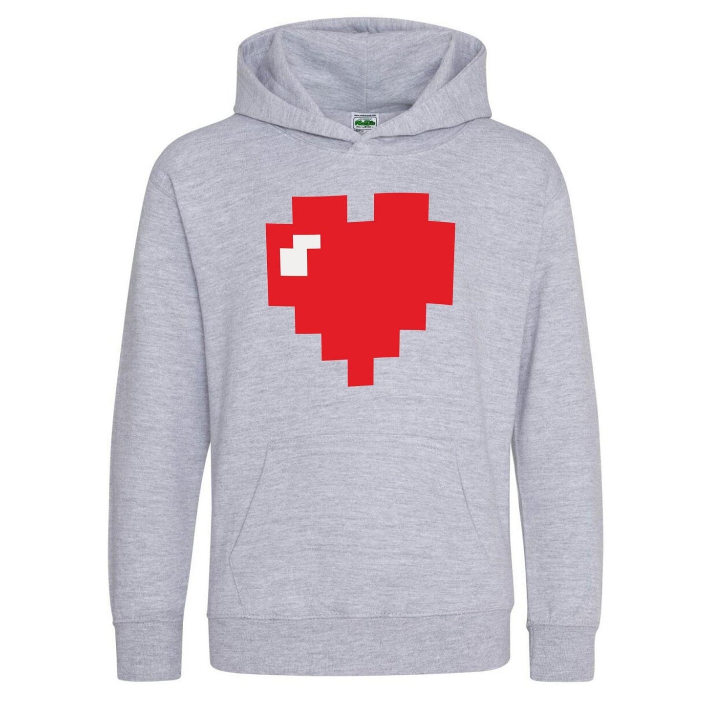 Grey - Front - AWD Childrens-Kids Retro Gaming Pixelated Hoodie