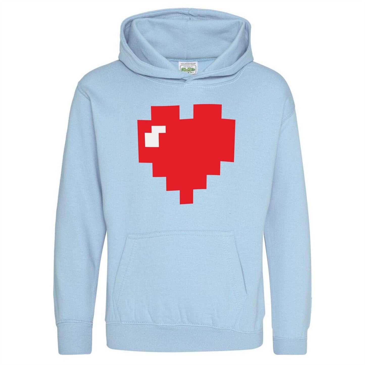 Light Blue - Front - AWD Childrens-Kids Retro Gaming Pixelated Hoodie