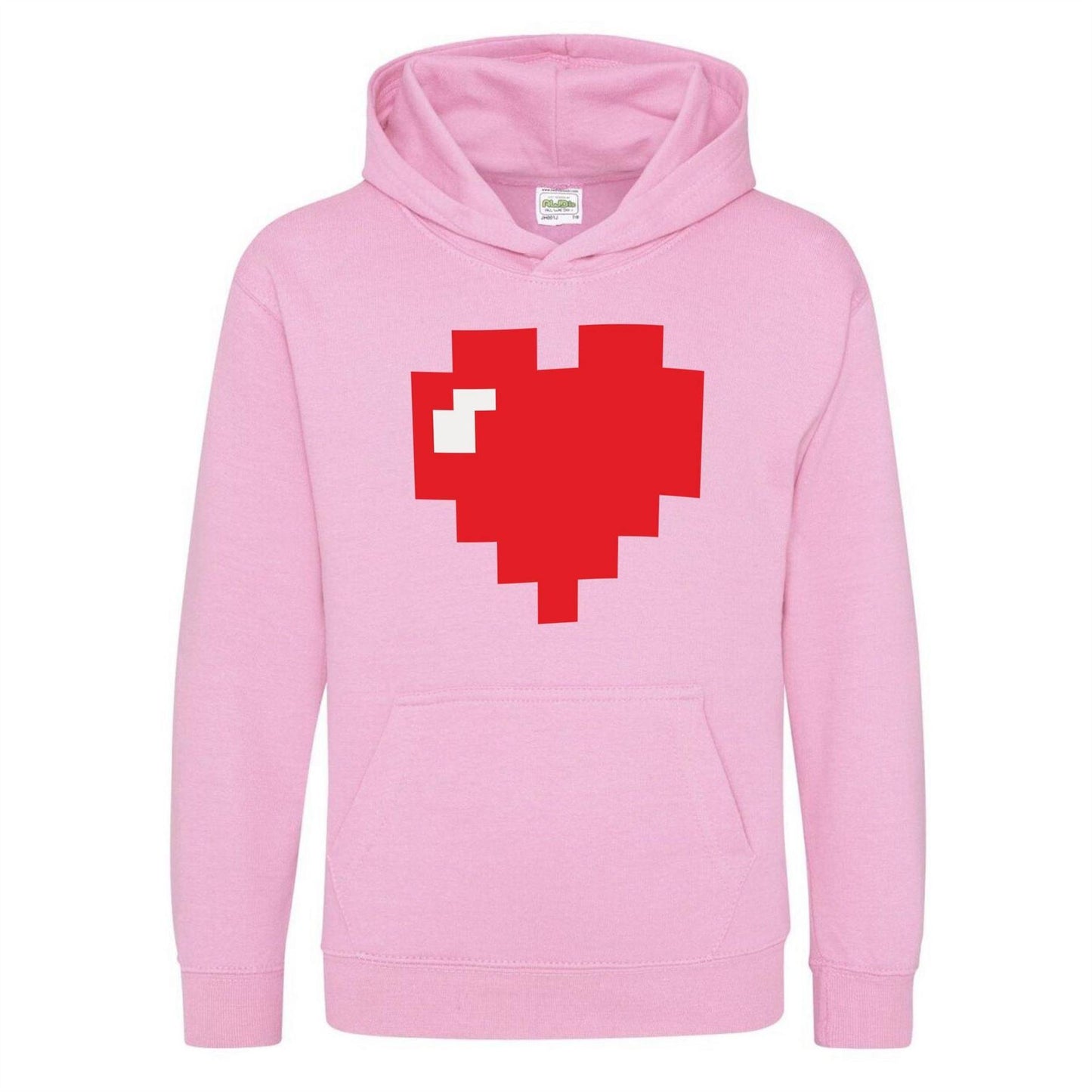 Pink - Front - AWD Childrens-Kids Retro Gaming Pixelated Hoodie