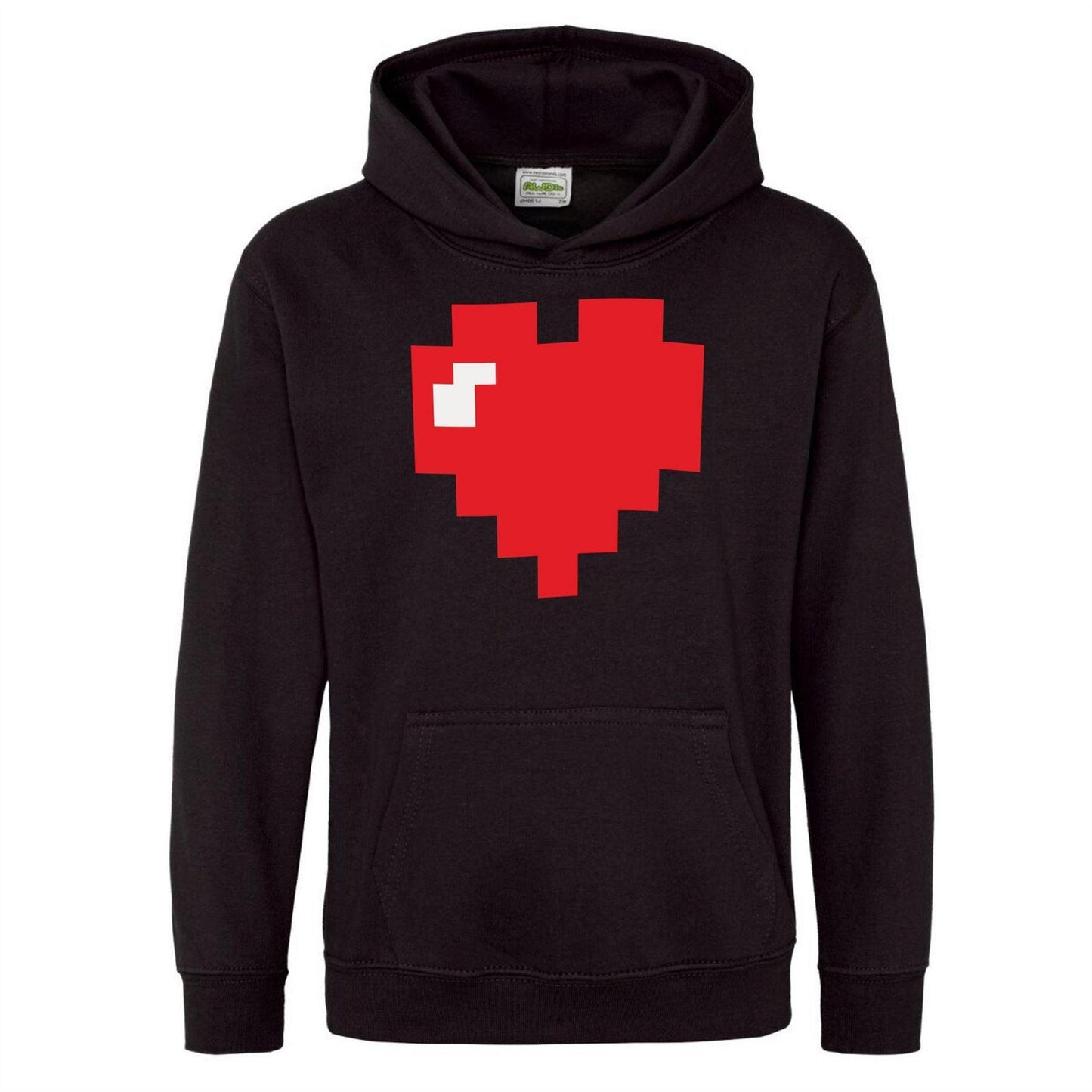 Black - Front - AWD Childrens-Kids Retro Gaming Pixelated Hoodie