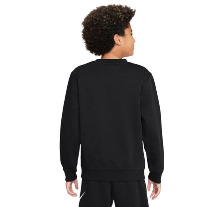 Black - Back - Nike Childrens-Kids Club Embroidered Logo Sport Sweatshirt
