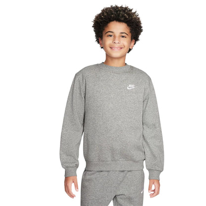 Grey - Front - Nike Childrens-Kids Club Embroidered Logo Sport Sweatshirt